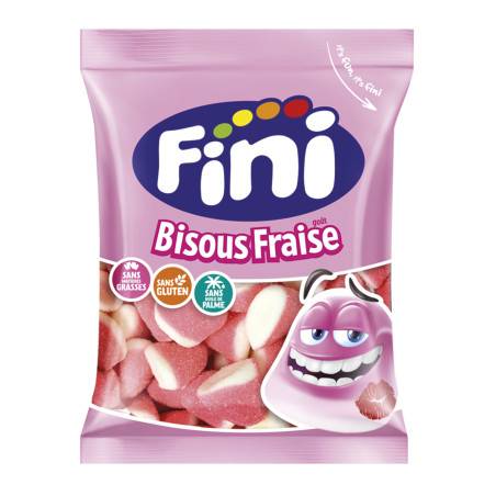 12 Sachets Fini Bisous Fraise Halal 90g | Milleproduits.com : vos bonbons et chocolats préférés à prix grossiste !