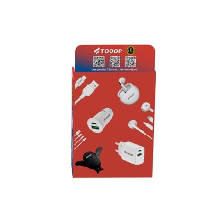 Présentoir Tooop Téléphonie 6 broches + accessoires | Milleproduits.com : bonbons, chocolats, snacks en ligne à prix grossiste